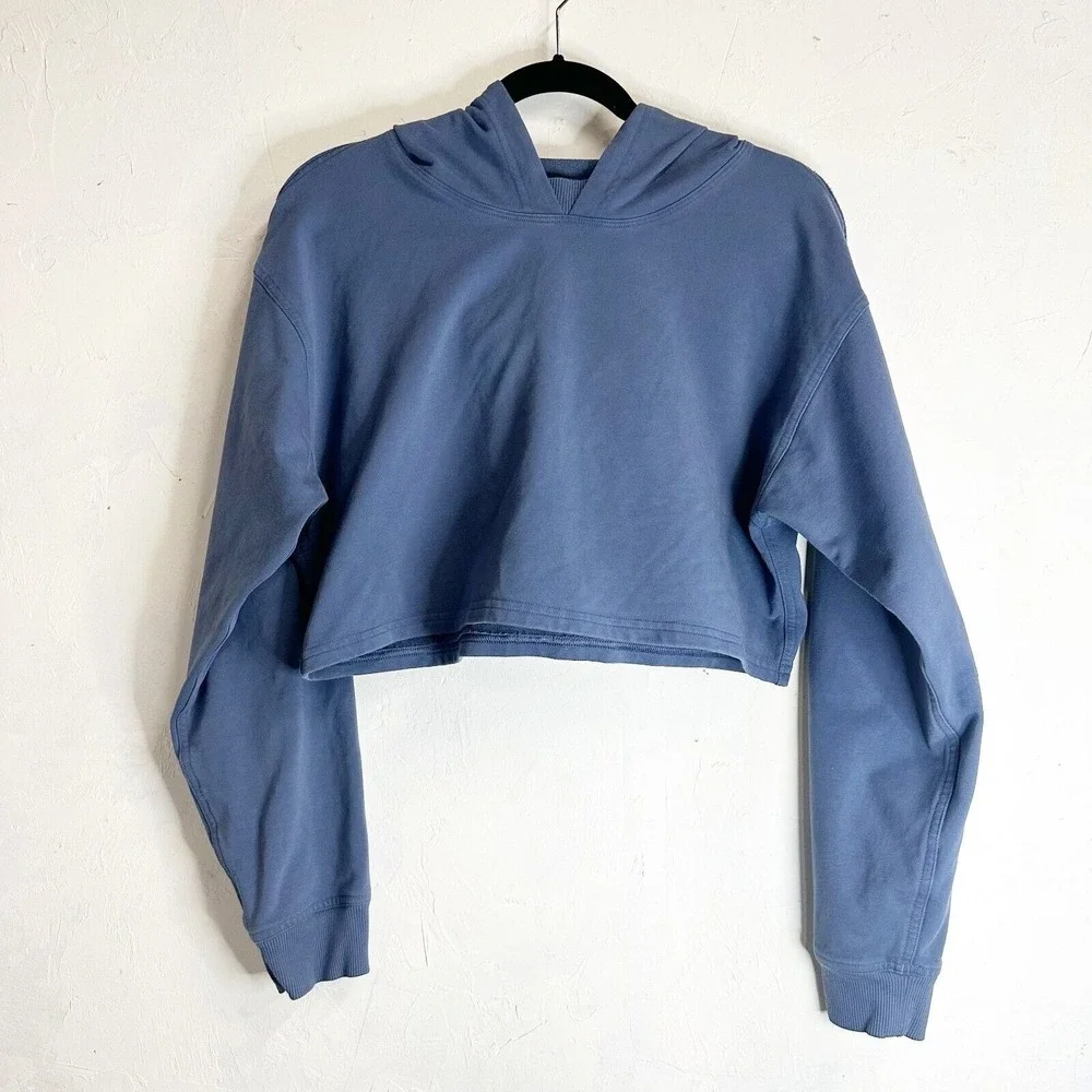 Lululemon Women's All Yours Cropped Hoodie Ink Blue Size 6 Boxy Pullover